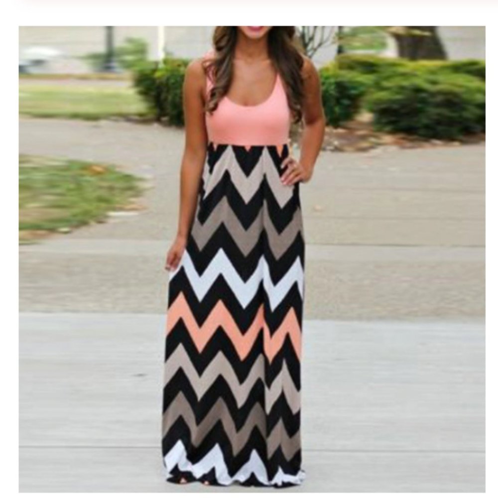 Chevron pattern Maxi Dress